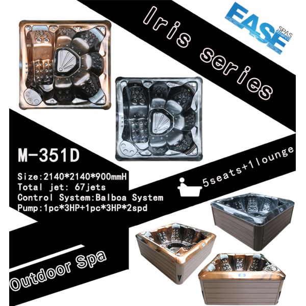 Джакузи спа водоворота ванны массажа спа 5 человеков акриловое на открытом воздухе