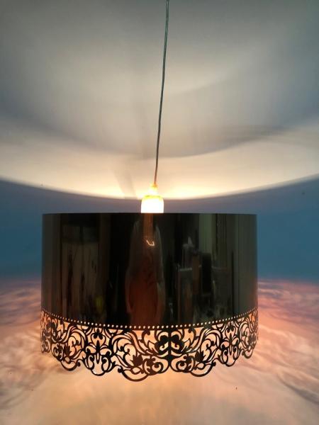 Easy Fit PVC Laser Cut Lampshade Copper Floral Engraved 400*220mm