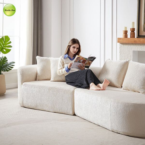 Curved Microfiber Chenille Compressed Sofa And Loveseat Vacuum Packed