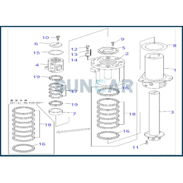 Пригонки кольца запечатывания 20G-30-K2320 T3P резервные отбрасывают совместный экскаватор KOMATSU