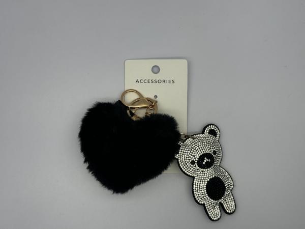 Various Colors Bear with Furry Heart Key Chain