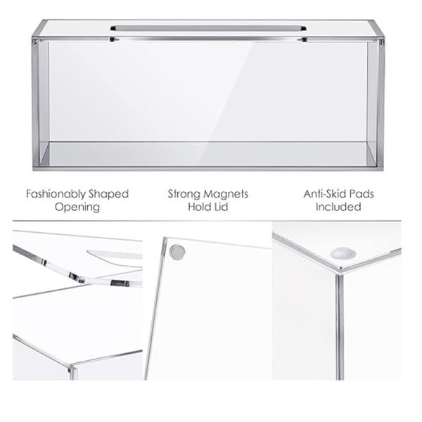 Transparent tissue box acrylic tissue box holder rectangular bathroom tissue dispenser decorative box