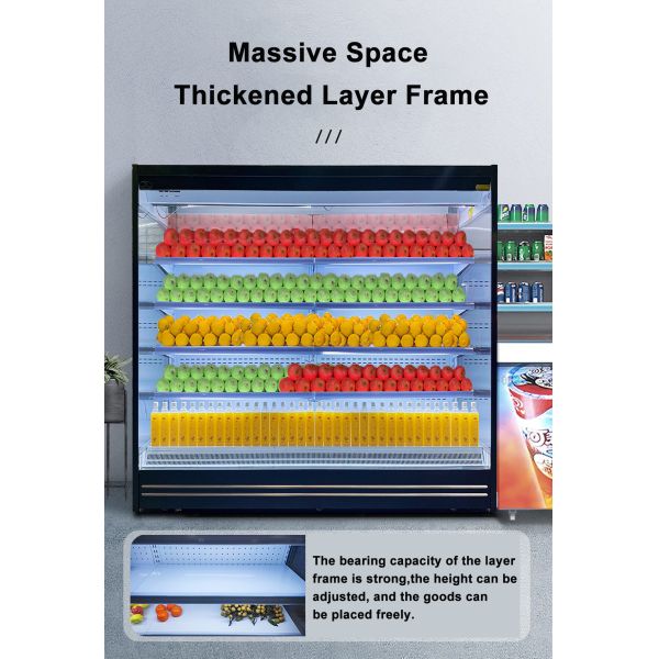 Upright Commercial Large Open Deck Chillers For Drinks Fruits