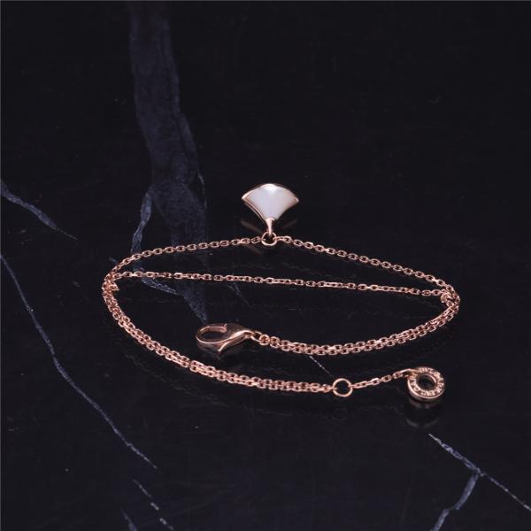 1 bracelete branco Rose Gold With 18K Rose Gold Pendant da pérola da mãe do motivo