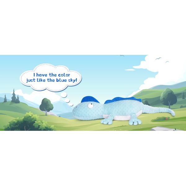 24 Lbs Weighted Blue Minky Pillow Kids Adults Lizard Body Pillow Big Geckos Plush Stuffed Animal Anxiety Toys Boys Girls