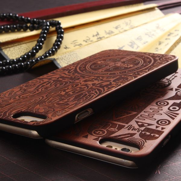 Customized PC Solid Wood iPhone Case , Environmental Bamboo Wooden Cell Phone Covers