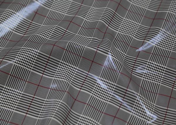 Houndstooth Printed PVC Synthetic Leather 0.5 Mm Grey For Garment And Bags