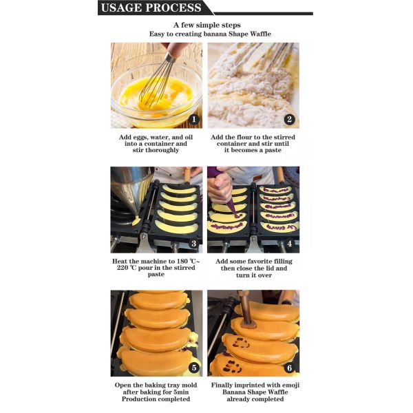 Отель Банановый вафлевый автомат Неприкасающаяся Стальная пузырь вафлевая машина 11,25 кг