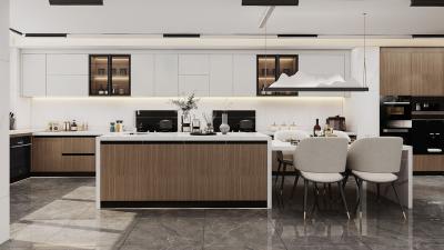 Armário de cozinha branco de balcão extra grande Boa elegância e funcionalidade