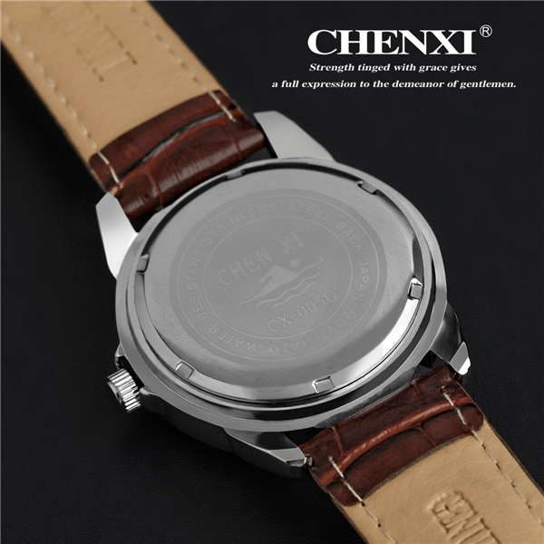 Guangzhou Watch Supplier Stainless Steel Case Back Quartz Watch Leather Strap Watches Mens
