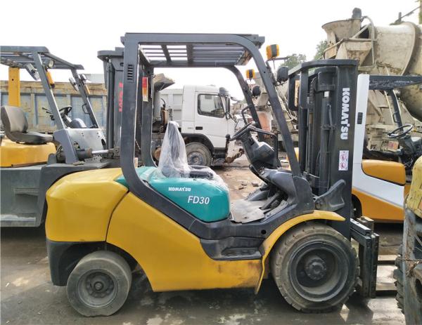 Komatsu Used Diesel Forklift Truck , Original 3 Stage Mast Forklift