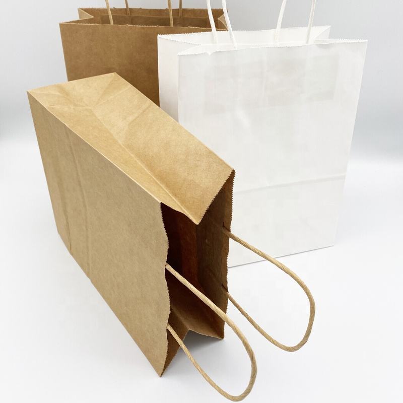 Recyclable Kraft Paper Bags Designed For Retail Food Packaging Shopping And Gift Wrapping With Custom Printing And Durable Construction