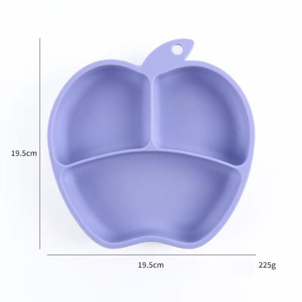 Anti Slip Silicone Dining Plate Integrated Anti Drop Baby Dining Plate Apple Shaped Children Tableware Suction Cup Bowl