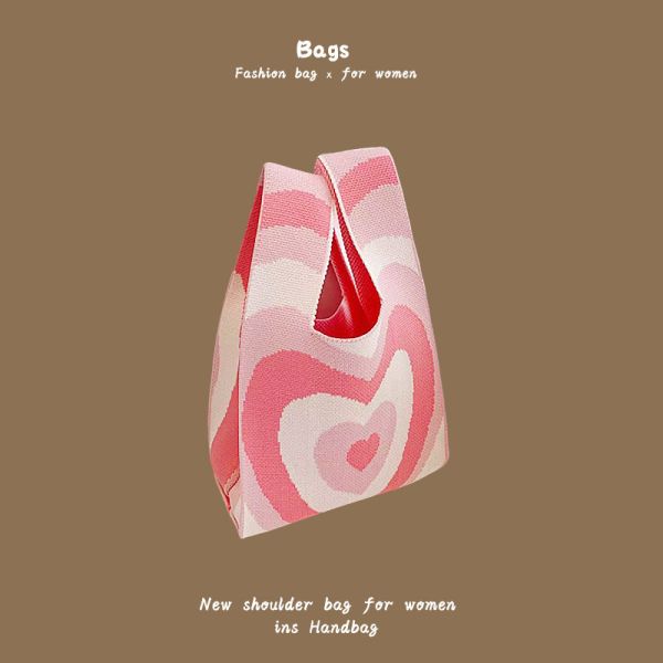 THE NEW INTERNET CELEBRITY HANDBAG KNITTING HAND KNITTING WOOL BUCKET BAG HAND CASUAL TOTE LUNCH BAG