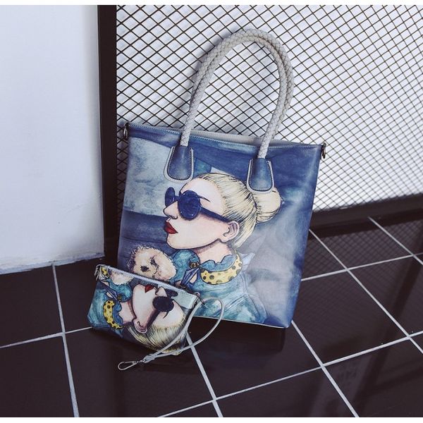 2016 new European and American star woven handbag trend shoulder diagonal female