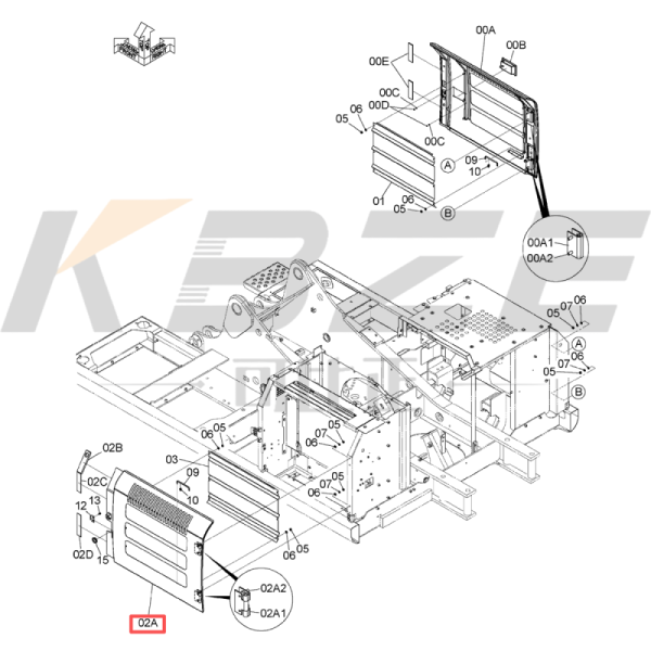 HITACHI 6029056 LH RADIATOR SIDE DOOR FOR ZX200-5G ZX210-5G ZX240-5G ZX250-5G ZX280-5G