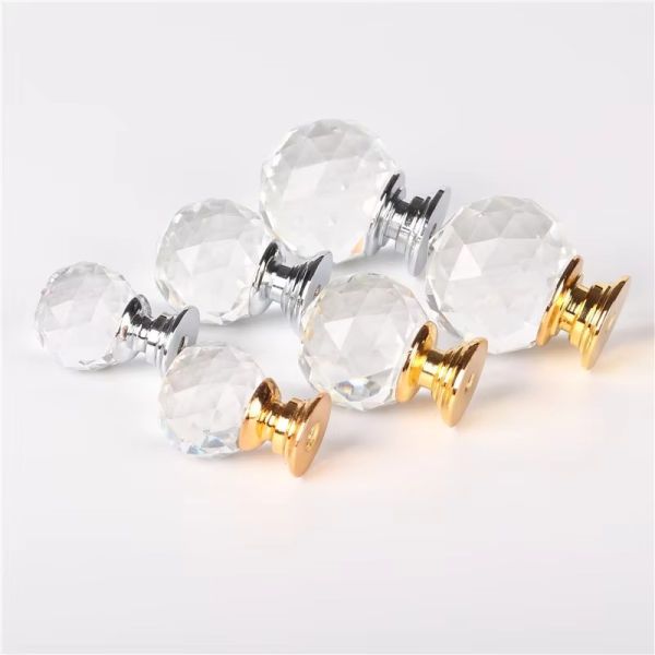 Hardware Accessories Zinc Alloy Wardrobe Knob Pull Kitchen Cabinet Drawer Sphere Ball 20mm Crystal Furniture Handle
