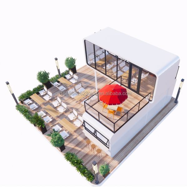 Cuadro de estructura de acero Soldado 20 pies Lujo casas prefabricadas portátiles con color personalizado para la comida tienda de café de la calle