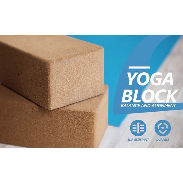 Custom Logo Recyclable Wholesale Solid Natural Cork Yoga Block For Indoor Yoga Exercise