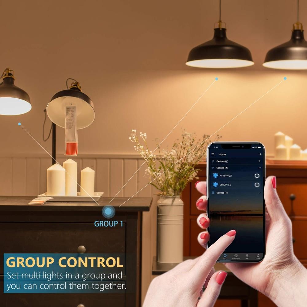 Электрическая лампочка 80ra Wifi домашнего голоса Stepless Dimmable умная
