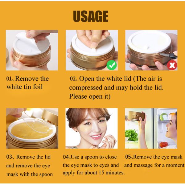 Anti Aging Eye Mask , 24k Crystal Collagen Gel Eye Mask For Lines / Wrinkles