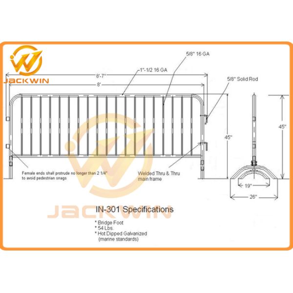 Road Safety Temporary Removable Metal Crowd Control Barricade For Traffic