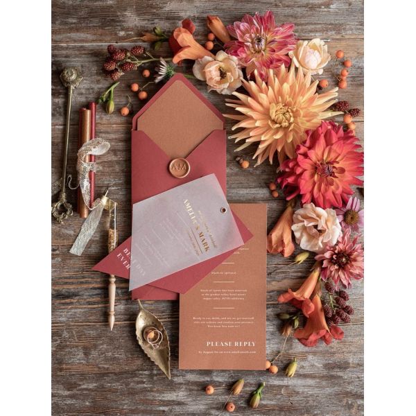 Luxury Red Wedding Gift Card Envelopes 5x7 4x6 with Folding Invitations