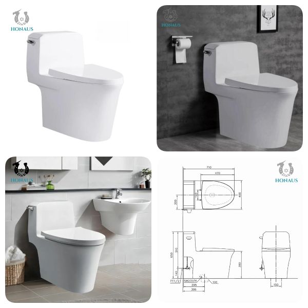 Apartment Hotel S/P Trap One Piece Toilet Bowl Single Flush Square shape