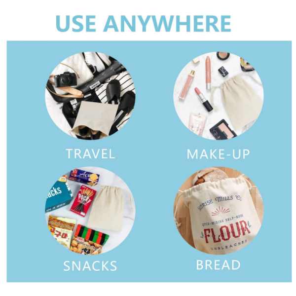 Reusable Storage Produce Cotton Muslin Drawstring Bags