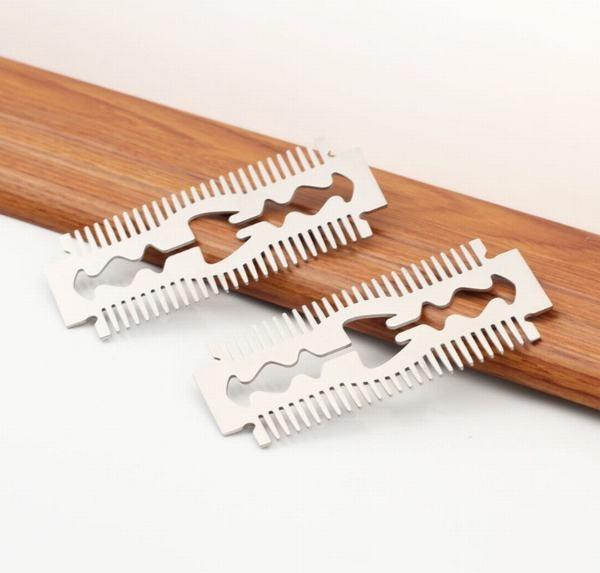 Custom cool innovative men gift, engrave logo stainless steel unique design multi function beard comb bottle opener