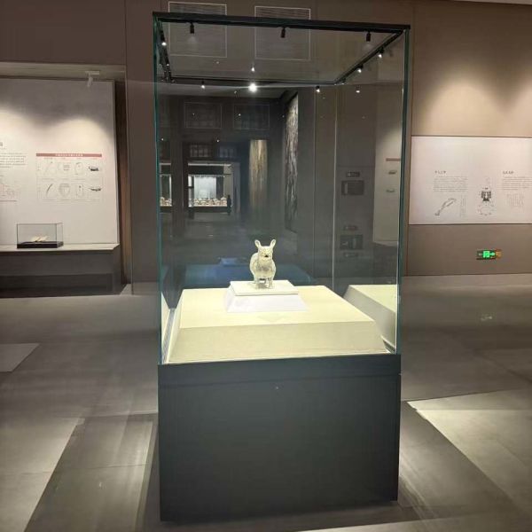 Smart-Lighting Artifact Display Cabinet with Hinged Door Frameless Glass for Antique Collections