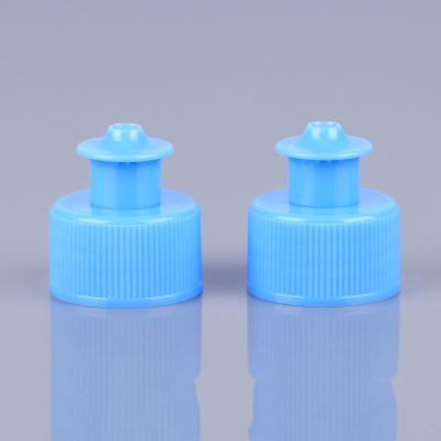 PET Cosmetic Bottle Caps Blue 28mm Push Pull Cap No Leakage