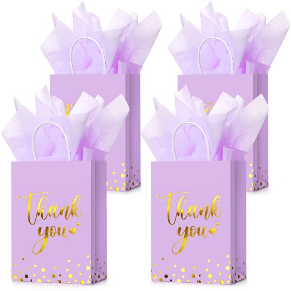 Business Shopping Custom Handmade Flat Bottom Kraft Paper Bags With Thank You Logo Handles