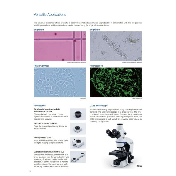 Ergonomic Olympus CX33 Microscope Ideal for Training Clinical Research Labs​​