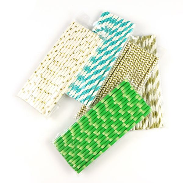 250pcs Biodegradable Customized Logo Black Paper Straws 197mm for Eco Friendly Products
