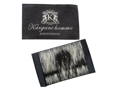 Black Woven Personalized Clothing Labels Tags, Shoulder Patch With Fabric Backing