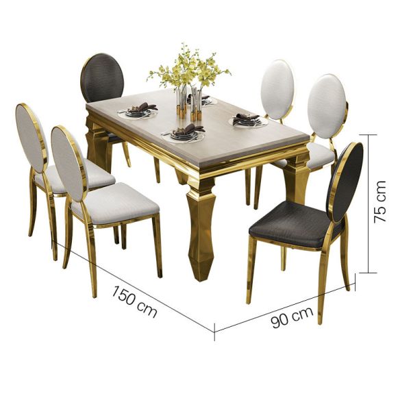 Garden Home Luxury Dining Table And Chairs 240cm 120cm 140cm 6 Seater  Marble