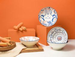 Ready To Ship In Stock Personalized Ceramic Bowls Gift Set Colorful Printed Under Glazed Kitchen 4pcs Soup 6.5 Inch 8 Inch