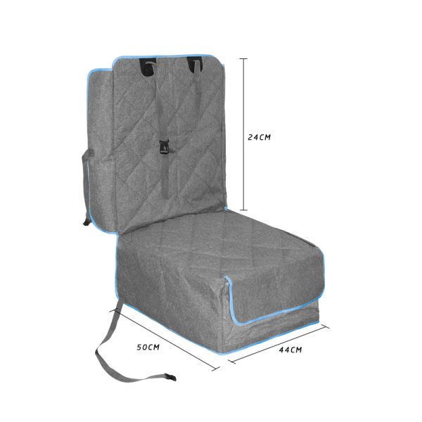 Luxury Pet Bed Foldable Grey Front Dog Car Seat Travel