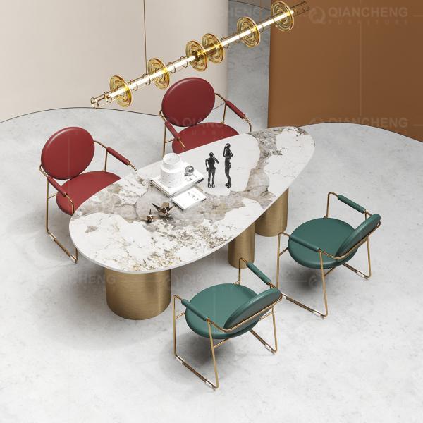 Mesa de jantar 0.4CBM 8 Seater 1.2mm 201 de mármore luxuosa à moda de Uber de aço inoxidável