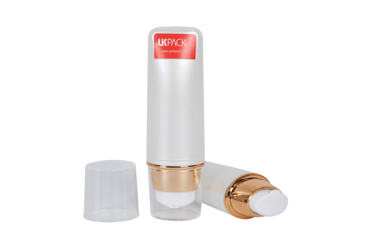 30 мл настраиваемая цветовая безвоздушная насосная бутылка осметический солнцезащитный крем вакуумная бутылка округлая безвоздушная трубка UKA39