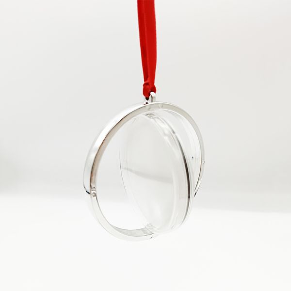Double Sided Rotatable Sublimation Christmas Ornament Blanks With MDF Board Silver And Gold Color Blank Plastic Ornaments