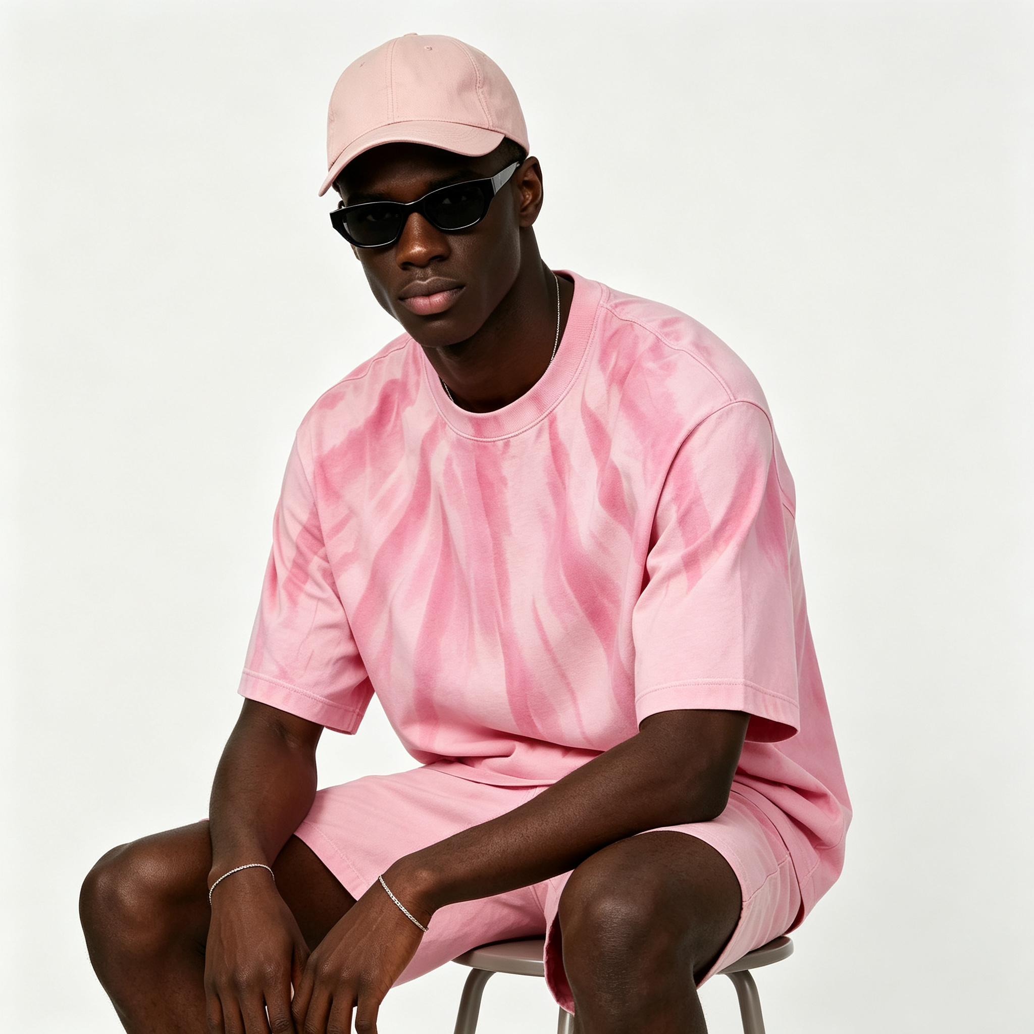 Men’s Gradient Spray Washed Cotton T-Shirt 250GSM Oversized Streetwear Casual Tee