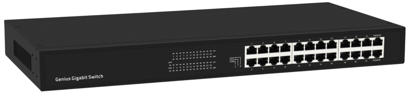 24-Port Gigabit Unmanaged Ethernet Switch with Smart VLAN & Extend Mode CE Fanless