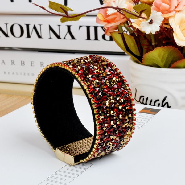 PU leather creative personality DIY beads wide magnet clasp bracelet Bangle Bracelet