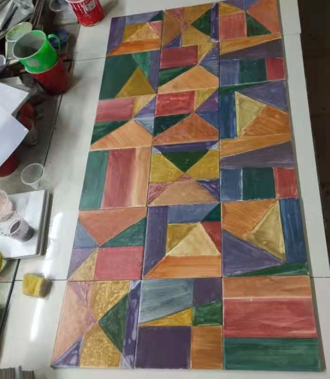 Customized Handmade Cut High Durability Artistic Mosaic Ceramic Tile Handprinted Custom Art Wall Mosaic Ceramic Tiles for Home Hotel Commercial Decoration