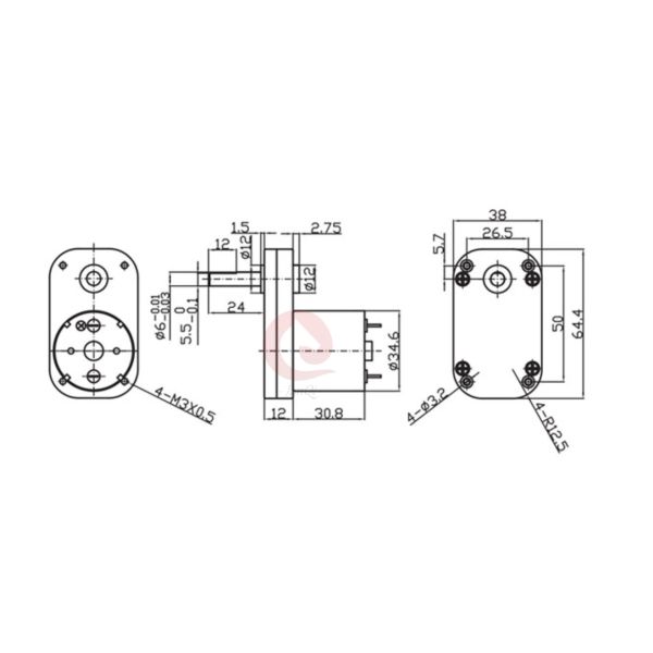 JQM-65SS3530 65*38mm Square Gear Reducer Motor, 5G Base Station Cabinet Lock Motor, Electric Noodle Machine Motor