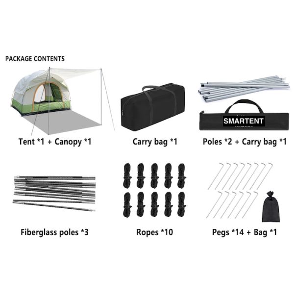 8.2*8.2*6.6Ft Dual Color Waterproof PU3000MM Coated Polyester 210T All Season Vehicle Camping Tent Easy Setup