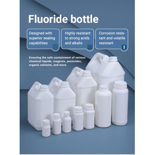 HDPE пластиковый фторид прозрачная бутылка реагента 1000 мл 1L для химической упаковки