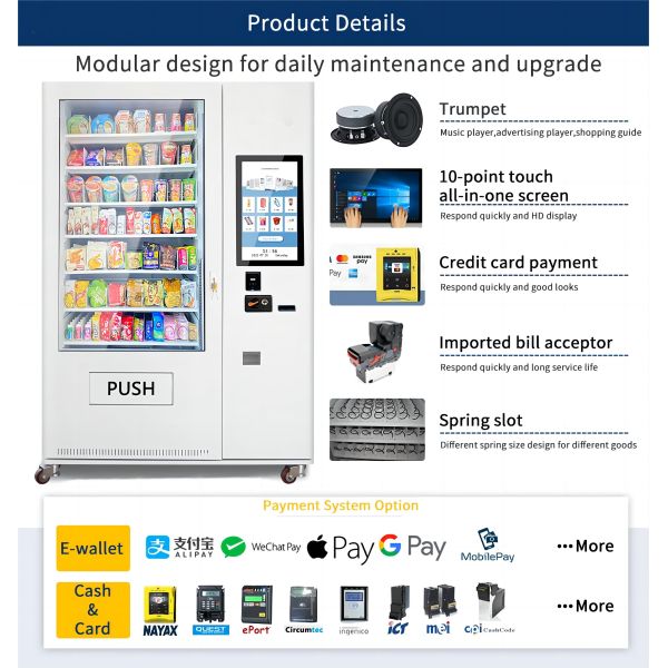 24 Hours Self Service Store Combo Vending Machine For Food And Drinks Snacks Sale